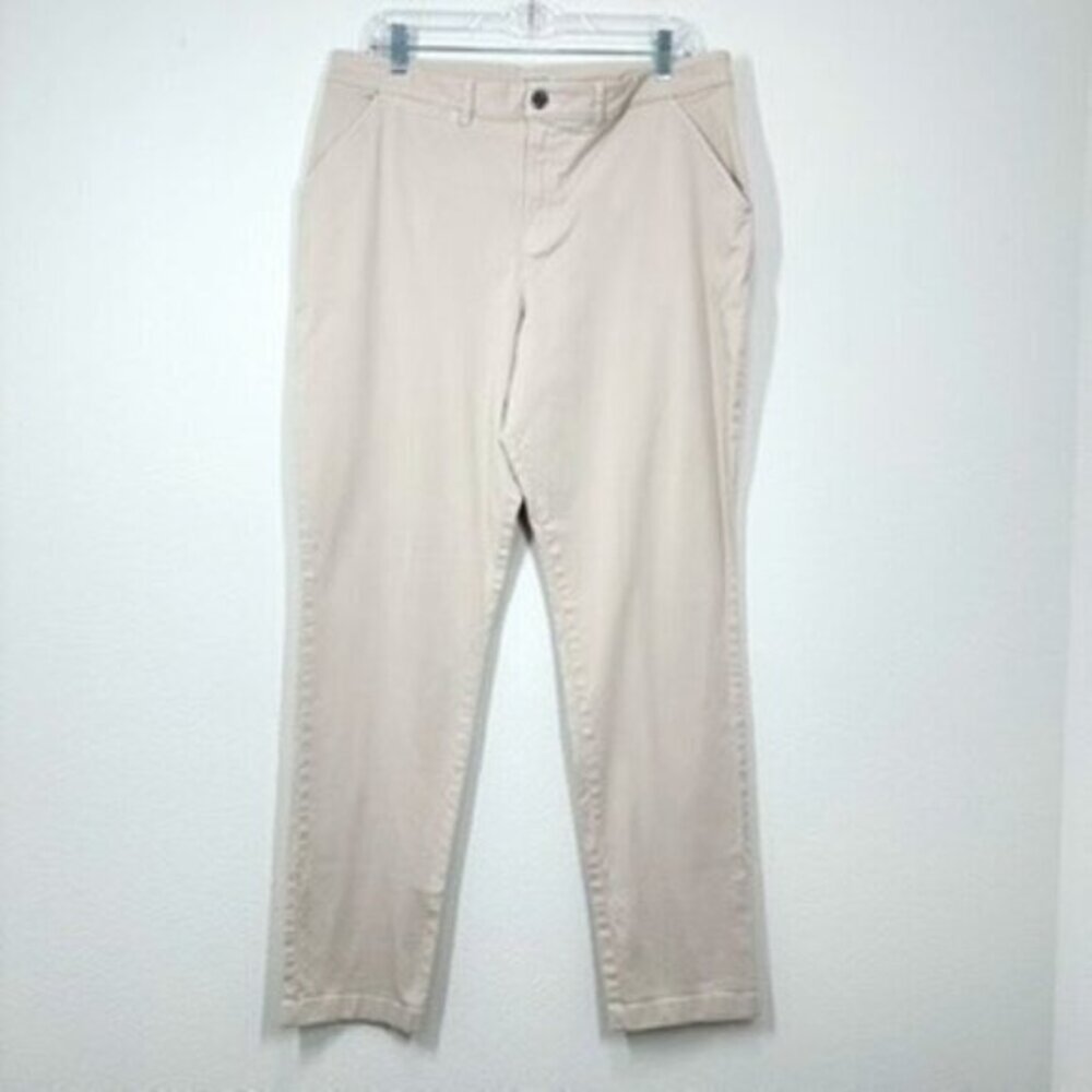 Garnet‎ Hill Women's Size 14 Pima Cotton Stretch Light Stone Khaki Casual Pants